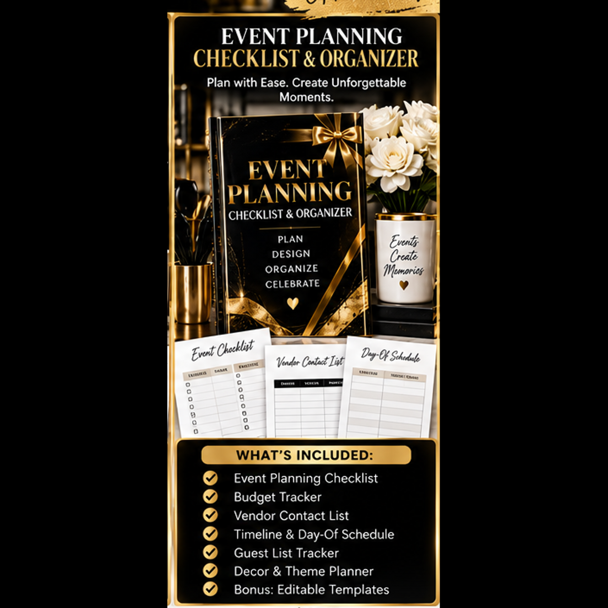 Event Planning Checklist and Organizer by The Level Up Vault