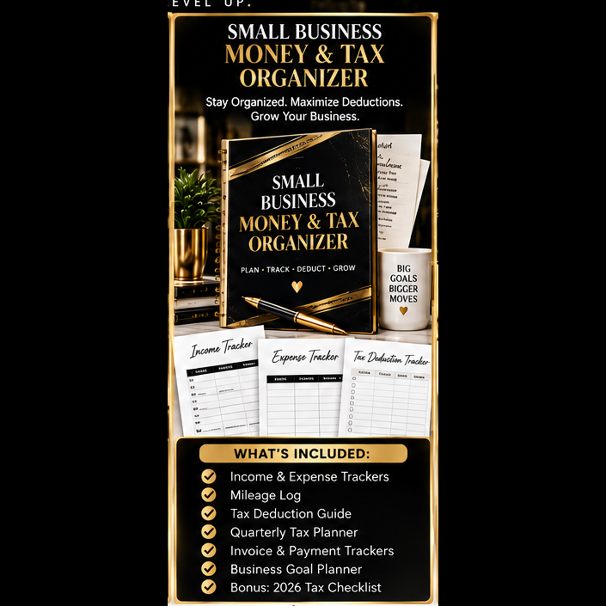 Small Business Money and Tax Organizer by The Level Up Vault